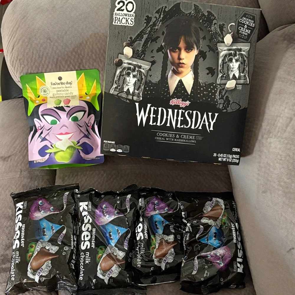 $$SALE$$ Wednesday Halloween Cookies & Creme Cereal Packs, and Hershey Kisses
